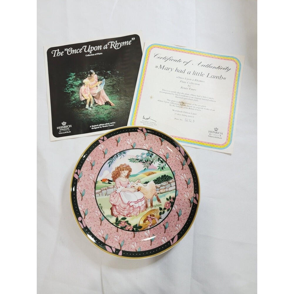 Villeroy & Boch Mary Had a Little Lamb Collector Plate Renee Faure COA Box